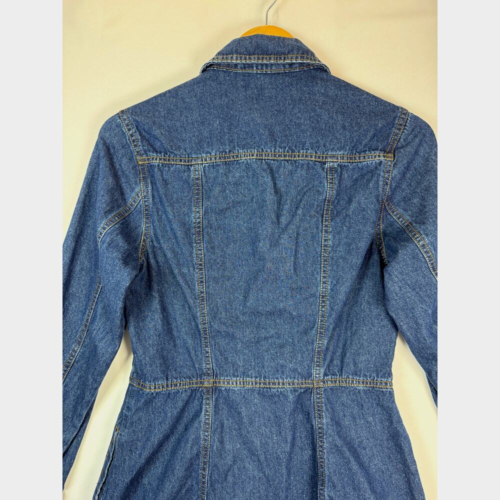 Frye Denim Shirt Dress Women XS Western Coastal Cowgirl Utility Mini Pockets - Picture 11 of 14